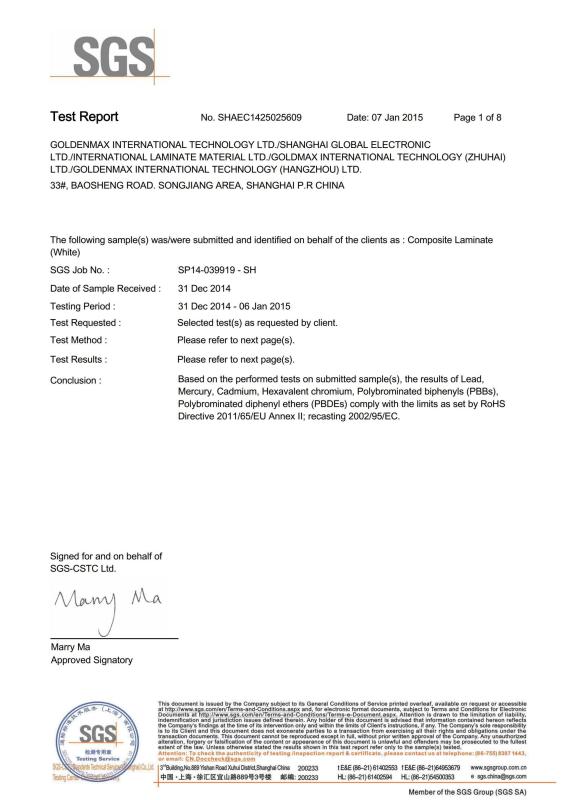 SGS Report - Shenzhen Zhong Yi Xin Circuit Co,. ltd.