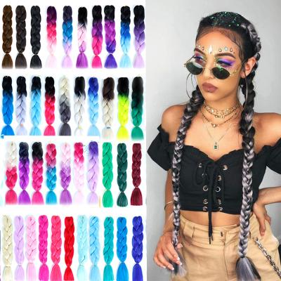 China Hot Selling High Temperature Synthetic Fiber Hair 100 Braiding Hair 24 Inch X 100g African Synthetic Braids Pressure Crochet Hair Colors For Choice for sale