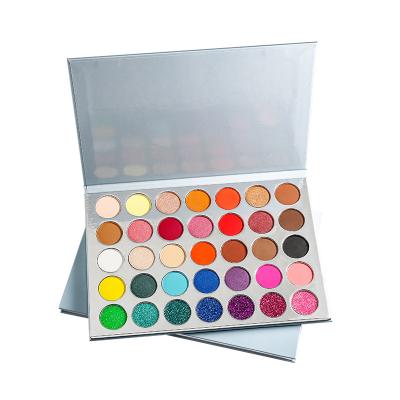 China OEM custom wholesale waterproof NO logo 35 color rainbow matte color eyeshadow easy makeup eye shadow palette for sale