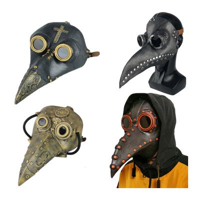 China Cosplay Halloween PU Costume Props Steampunk Half Face Nose Beak Plague Doctor Bird Mask Long for sale