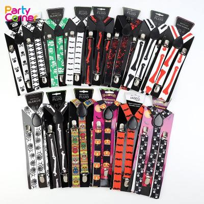 China Halloween Holiday Clip-End Novelty Unisex Removable Suspenders Holiday Adjustable Elastic Cloth Suspenders Men's Holiday Dress Up Elastic Sling for sale