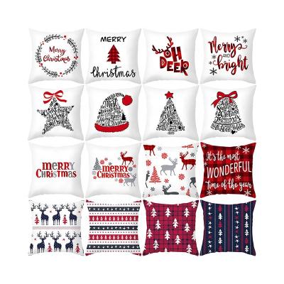 China Xmas Party Decor Anti-Static Decorations Gift Home Pillow Covers 40 Series Christmas Plaid Design Cushion for sale