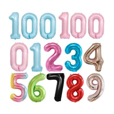 China Gift Toy 18 Colors Birthday Party Foil Number Balloons Mylar Helium Balloon Inflator Alphabet Balloon 40