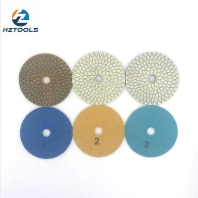 China High Gloss Polishing With Long Life Quartz Diameter 4in 1 2 3 Diamond Resin 3 Steps Polishing Pads for sale