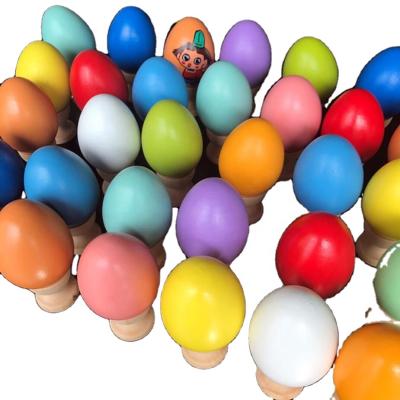 China Hardwood Colored Natural Wooden Easter Eggs Kids DIY Gift Open Painting Wooden Eggs School Drawing Wooden Educational Toys for sale