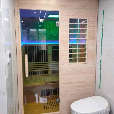 China 2021 New Design Traditional Hinoki Solid Wood Sauna Room With Tooth Blue Healthy Steamers Home Salon Use for sale