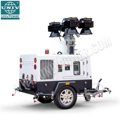 China 9M Hydraulic Telescope Mast Generator Silent Diesel Light Tower Trailer GUGT10LH2-0007 for sale