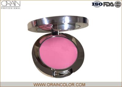 China Round Golden Container Face Makeup Blusher With Mirror Environmentally for sale