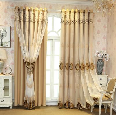 China Hot Sale New Arrival Blackout CorTina Embroidery Ready Made Double Layer Blackout Curtain Fabric Curtain for sale