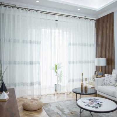 China Hot Sale Embroidery Decorative Curtain For Living Room Pure White Curtain Fabric for sale