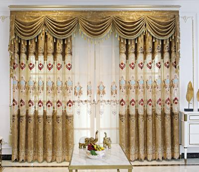 China Blackout Europe Style Embroidery Curtains For Living Room , Curtains Luxury Drapes Ready Made Curtain , Customized Fabric Curtain for sale