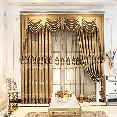 China Blackout High Grade Chenille Europe Decoration Embroidery Ready Made Curtain Drapes Customized Fabric Luxury Window Curtain for sale