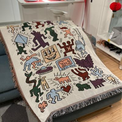 China Fringe Designer Sofa Decorative Blanket Couch Cover PORTABLE Funny Woven Blanket Blanket for sale