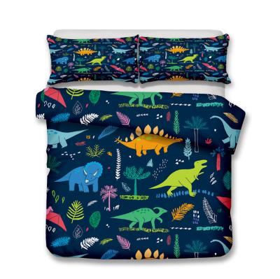 China Wholesale 3D Digital Dinosaur Anti-Static Princess Style Kit Printed Quilt Cover Boy 3 Piece Set Bedding Set for sale