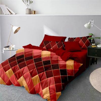 China Wholesale Anti-static 3D Printing Golden Line Normal Rhombus Design Duvet Cover Bedding Set For Home for sale