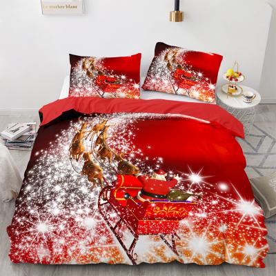 China Hot Sale Christmas 3D Digital Printing Anti-Static King Queen Princess Fluffy Full Style Kit Printed Quilt Cover 3 Piece Set Bedding Set for sale