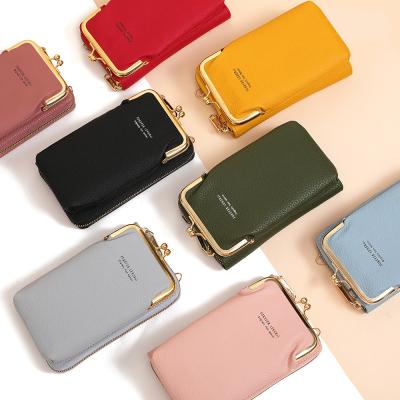 China Waterproof Mini Ziplock PU Handbags Mobile Phone Bags and Purses for Women Luxury for sale