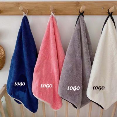 China Sustainable Luxury Logo Sleeve Hotel Plain Bath Towel Custom Logo Coral Fleece Gift Toallas Microfiber for sale