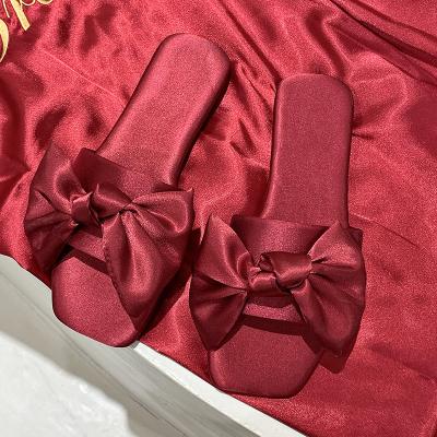 China New Fashion Trend Fashion Selipar Perempuan Satin Bow Bride And Bridesmaid To Wed Babouche Indoor Slippers for sale