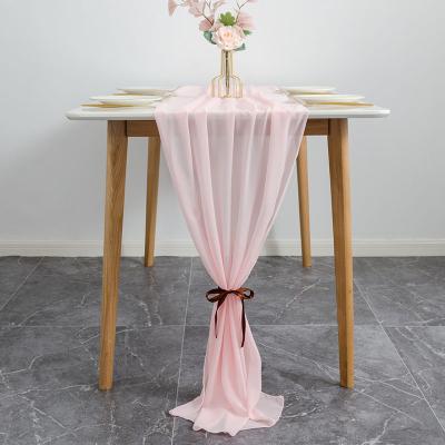 China Hot Sale Waterproof European Style Banquet Stage Table Decoration Table Flag Simple Modern Wedding Chiffon Tablecloth for sale