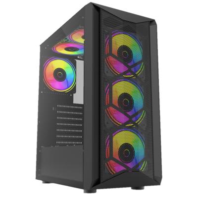 China With Fan I1103 New iron mesh panel Gaming Computer PC Case of 0.45MM SPCC Mid-Tower Cabinet with RGB Cooling Fan for sale