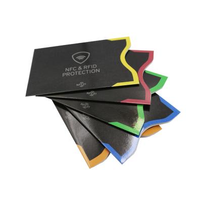 China Custom Goods Use Anti Scan Paper Card Sleeve 13.56MHz RFID NFC Blocking Credit Card Holder for sale