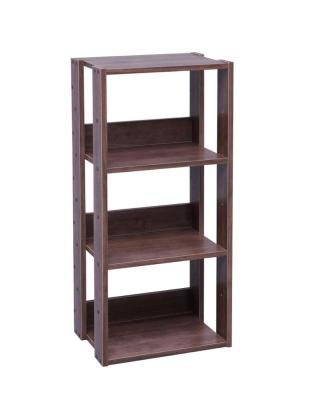 China Environmental Friendly Dark Brown IRIS USA 3-Tier Open Wood Shelf for sale