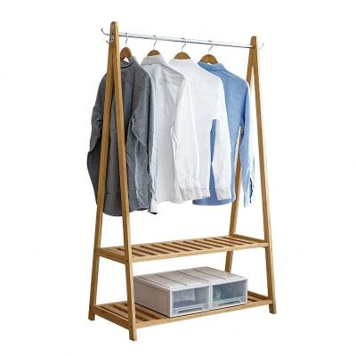 China High Quality Multi-Function Rack Storage Coat Rack Portable Wooden Cloth Rack Single Wooden Hangers With Shoe Rack for sale