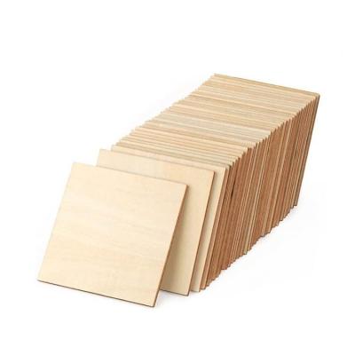 China China Unfinished Square Blank DIY Crafts Painting Staining Durable Wooden Burning Coasters Blocks for sale