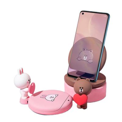 China QC3.0 portable line friends brand 5W/10W charger stand protection earphone phone radio wireless charger for sale