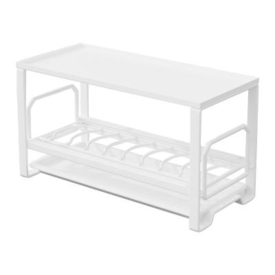 China Sustainable 100% New And Origing Kitchen Organizer Storage Cutlery Holders Metal Drawer Pull Out Double Dish Plate Drained Rack For Cabinets for sale