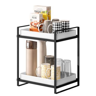 China Sustainable New Design 2 Tirer Kitchen Storage Multifunctional  Counter Cabinet Dish Drying Rack With Tray Kitchen Organize In Stock for sale