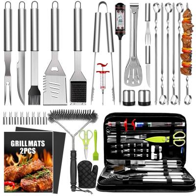 China Easily Cleaned Best Selling wholesale bbq tools set outdoor barbecue grill utensils Portable Stainless Steel Metal bbq tools set accessories for sale