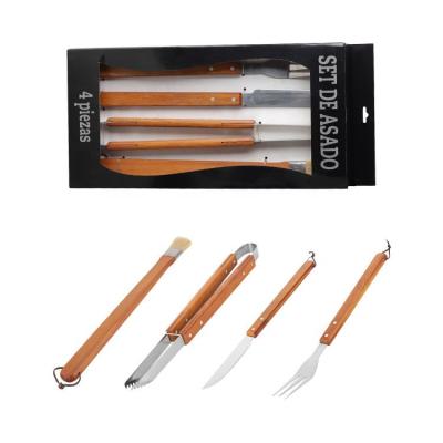 China Wholesale Easily Cleaned Wood BBQ Tools Grilling Tool Kit BBQ Accessories For Camp Portable Grilling for sale