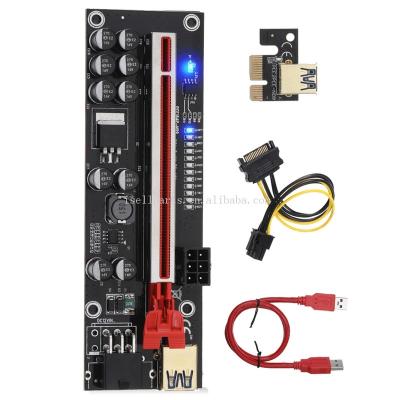 China PCI-e Adapter PCI-e PRO 10 Adapter PCIE Card Riser 12LED 12LED Capacitor Light 1x to 16x 6pin Interface Adapter for sale