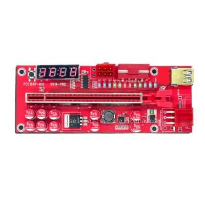 China From Adapter V013 PCI-e PRO PCIE Riser Red Card V013 PCI-E 1X To 16X GPU Riser Card Adapter With Flash Temperature LED Display Risers for sale