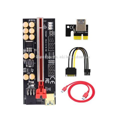 China VER016 Risers Adapter PCI-e Card PCI Express PCIe PCIe GPU Card Riser USB 3.0 SATA Cable with 10 Temp Gold Capacity Tempered Display for sale