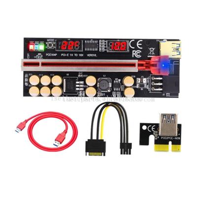 China PCI-e Adapter Card Ver 016 Pcie Riser Card PCI-E Gold Card10 Express Capacitors 6pin With Voltage Temperature Show 016 GPU Riser Adapter for sale