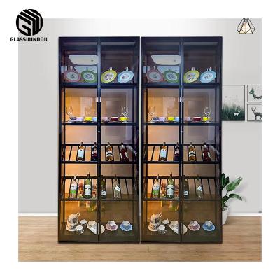 China Modern Modern Aluminum Glass Frame Cabinet Glass Display Cabinet Side Wine Cabinet for sale