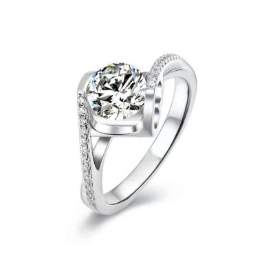 China Fashionable.Popular.Ladies.Wedding.Engagement Solitaire Engagement Ring 1 Carat Asscher Cut Real Diamond VVS1 14K White Gold Moissanite Women Ring for sale