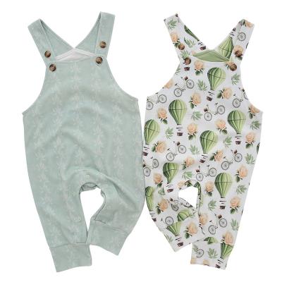 China Excellent Quality Sleeveless Kids Overall Baby Romper Floral Print Sleeveless Overalls for sale