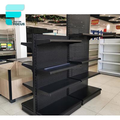 China Brand New Storage Customozes Supermarket Shelf Display Lockable Miniature Supermarket Shelf Double Sided Black Large for sale