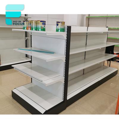 China Brand New Double Sided Vegetable Guangzhou Steel Wooden Supermarket Shelves Accersories Store Supermarket Supplies Shelf for sale