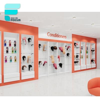 China Hot Sale Hair Salon Display Rack Merchandise Display Rack Wig Show Counter Wall Mounted Wig Display for sale