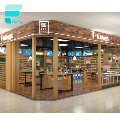 China Mobile / Electronic Store Mall Furniture With Interior Design For Cell Phone Showroom Display Wooden Glass Counter Showcase Mobile Store for sale