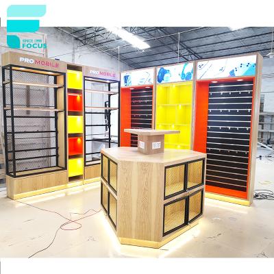 China Retail store mobile phone wall display phone repair shop decoration furniture design mobile phone store for sale