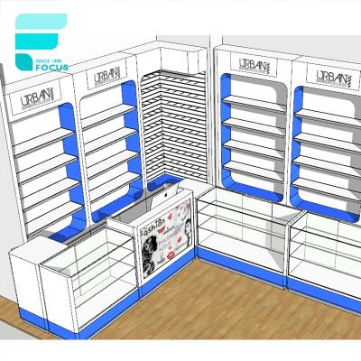 China Beauty Product Stores Cosmetic Shop Showcase Furniture Design Cosmetic Makeup Shelf For Retail Store for sale