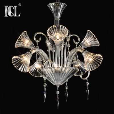 China China Wholesale 8 Heads Dining Room Living Room Hotel Baccarat Glass Arm Modern Pendant Light Chandelier for sale