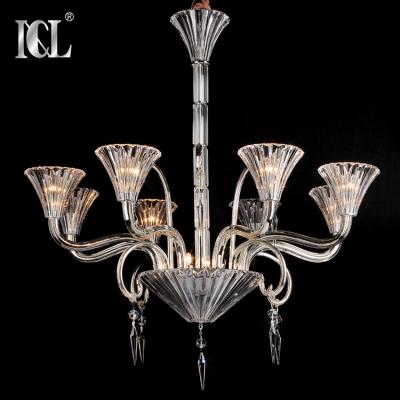 China 2019 Luxury Modern Hot Sale 8heads Zhongshan Baccarat Art Glass Arm Chandelier For Home for sale