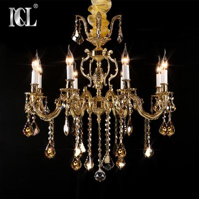 China Industrial Hot Selling Zhongshan 8heads Asfour Copper Brass High Quality Crystal Chandeliers For Hotel for sale